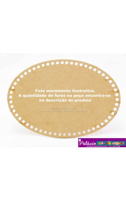PLACA OVAL PARA CROCHE COM 51 FUROS A LASER 25X17CM MDF